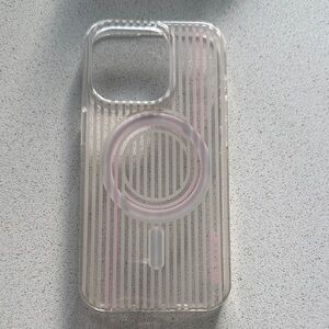 Transparent Pink Striped Phone Case for IPhone 15 Pro